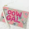 'Cow Gal' Beaded Zip Wristlet