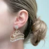 Cowgirl Bride Crystal Dangle Earrings - Gold