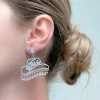 Cowgirl Bride Crystal Dangle Earrings - Silver