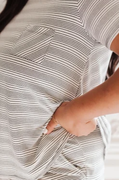 Cozy In Stripes Top in Gray