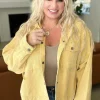 Cropped Hooded Denim Jacket in Mustard