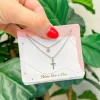 Cross Pendant Necklace Set - Silver