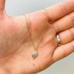 Crystal Flower Gold-Dipped Pendant Necklace