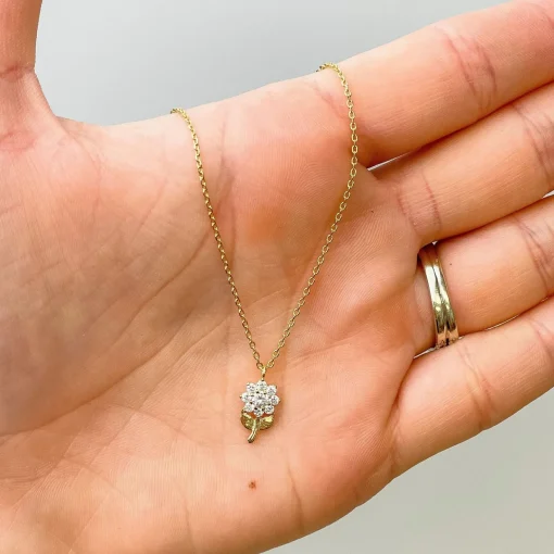 Crystal Flower Gold-Dipped Pendant Necklace