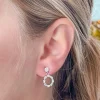 Cubic Zirconia Baguette Circle Dangle Earrings - Silver