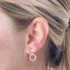 Cubic Zirconia Baguette Circle Dangle Earrings - Gold