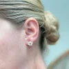 Cubic Zirconia Heart Cluster Stud Earrings - Gold