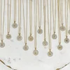 Cubic Zirconia Initial Disc Pendant Necklaces - Gold