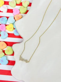 Cubic Zirconia 'Love' Pendant Necklace - Gold