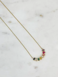 Cubic Zirconia Rainbow Pear Shape Stones Pendant Necklace