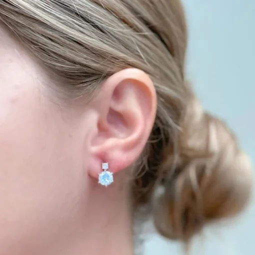 Cubic Zirconia Round Stud Earrings - Silver