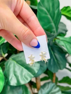 Cubic Zirconia Starfish Cluster Ear Crawler Earrings