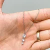 Cubic Zirconia Triple Stone Pendant Necklace - Silver