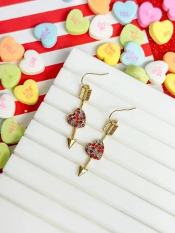 Cupid's Arrow Pave Heart Dangle Earring