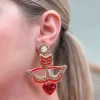 Cupid's Bow & Arrow Beaded Dangle Earrings