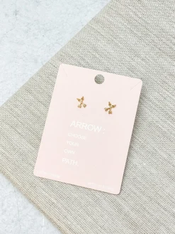 Dainty Arrow Stud Earrings - Gold