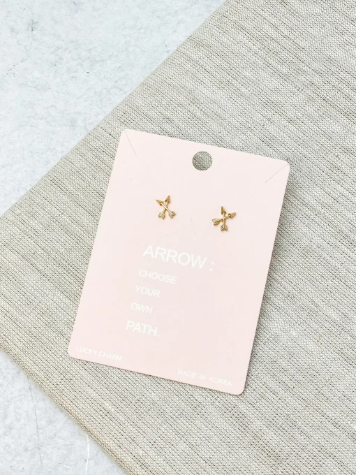 Dainty Arrow Stud Earrings - Gold