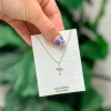 Dainty Gold Crystal Cross Pendant Necklace