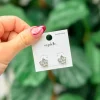 Dainty Pearl Flower Stud Earrings - Silver