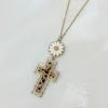 Daisy Cross Pendant Necklace - Spotted