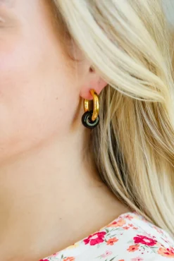Dark Drops Beaded Huggie Earrings