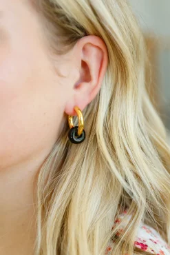 Dark Drops Beaded Huggie Earrings