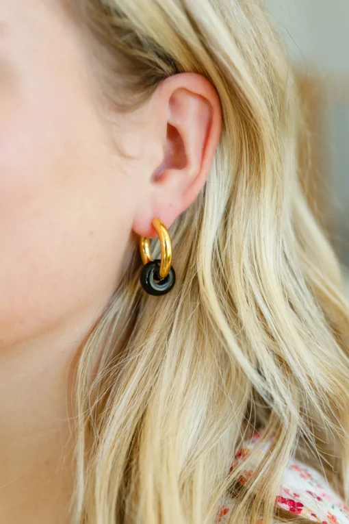 Dark Drops Beaded Huggie Earrings