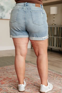 Darlene High Rise Distressed Cuffed Cutoff Shorts by Judy Blue