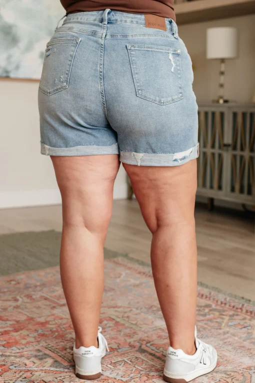 Darlene High Rise Distressed Cuffed Cutoff Shorts by Judy Blue