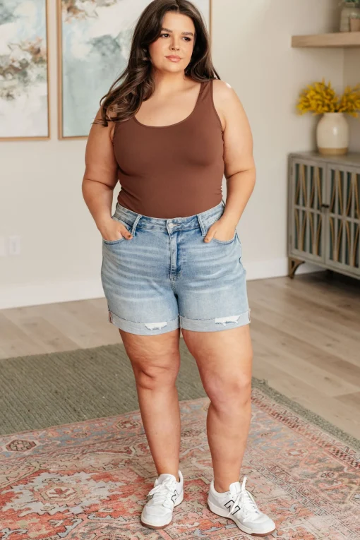 Darlene High Rise Distressed Cuffed Cutoff Shorts by Judy Blue
