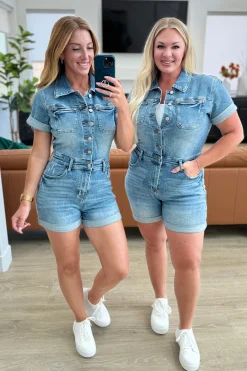 Delia High Rise Short Sleeve Romper by Judy Blue