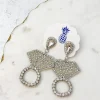 Diamond Ring Seed Bead Dangle Earrings - Silver