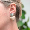 Double Heart Stacked Dangle Earrings