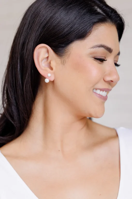 Double Pearl Stud Earrings