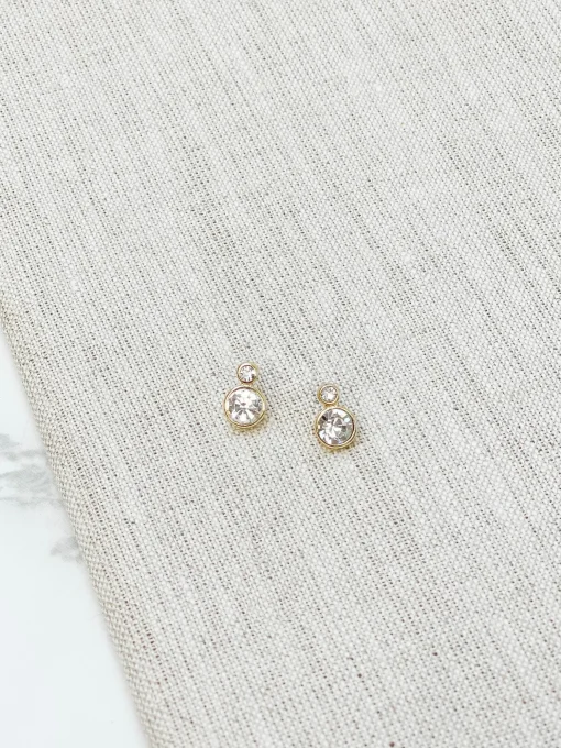 Double Stacked Cubic Zirconia Stud Earrings - Gold