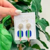 Ellie Pickleball Pearl Cluster Drop Earrings - Blue