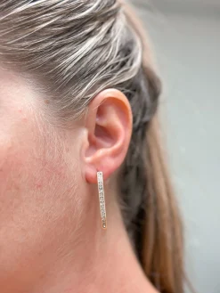 Elongated Octagon Matte Hoop Earrings - Gold