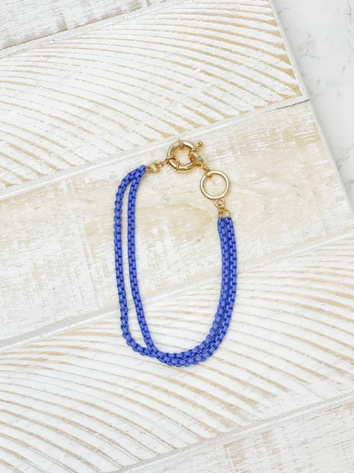 Enamel Box Chain Bracelet - Purple