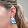 Enamel Bunny Boot Dangle Earrings - White