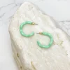 Enamel Coated Hoop Earrings - Green