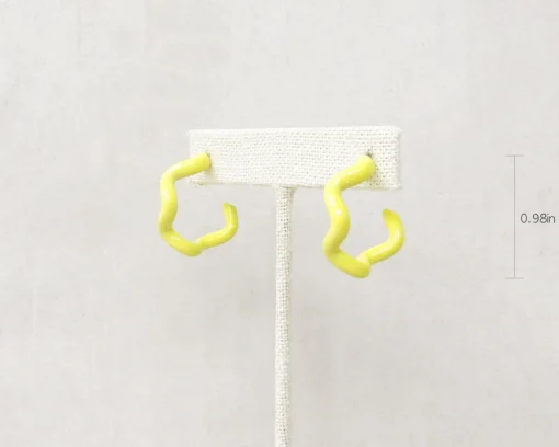 Enamel Coated Hoop Earrings - Yellow