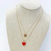 Enamel Heart Layered Necklace - Red