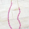 Enamel Paperclip Chain Necklace - Pink