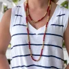 Endless Beaded Long Necklace - Garnet & Gold