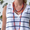 Endless Beaded Long Necklace - Orange & Blue