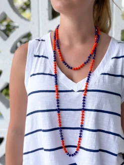 Endless Beaded Long Necklace - Orange & Blue