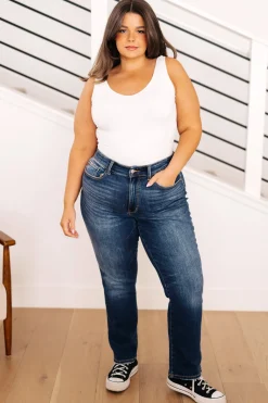 Estelle High Waist Thermal Straight Jeans by Judy Blue