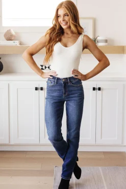 Estelle High Waist Thermal Straight Jeans by Judy Blue