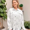 Eyelet Embroidered Denim Jacket - Off White by Sew In Love