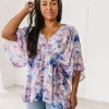 Fabled in Floral Draped Peplum Top in Blue